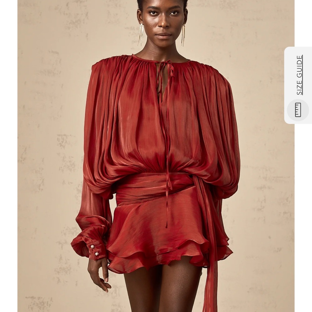 Eugenie Fully Pleated Ruffle Mini Dress in Red